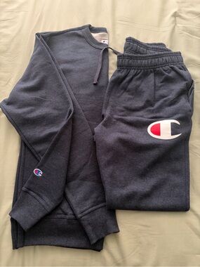 Champion Men's Navy Sweatshirt and Joggers Set with Logo